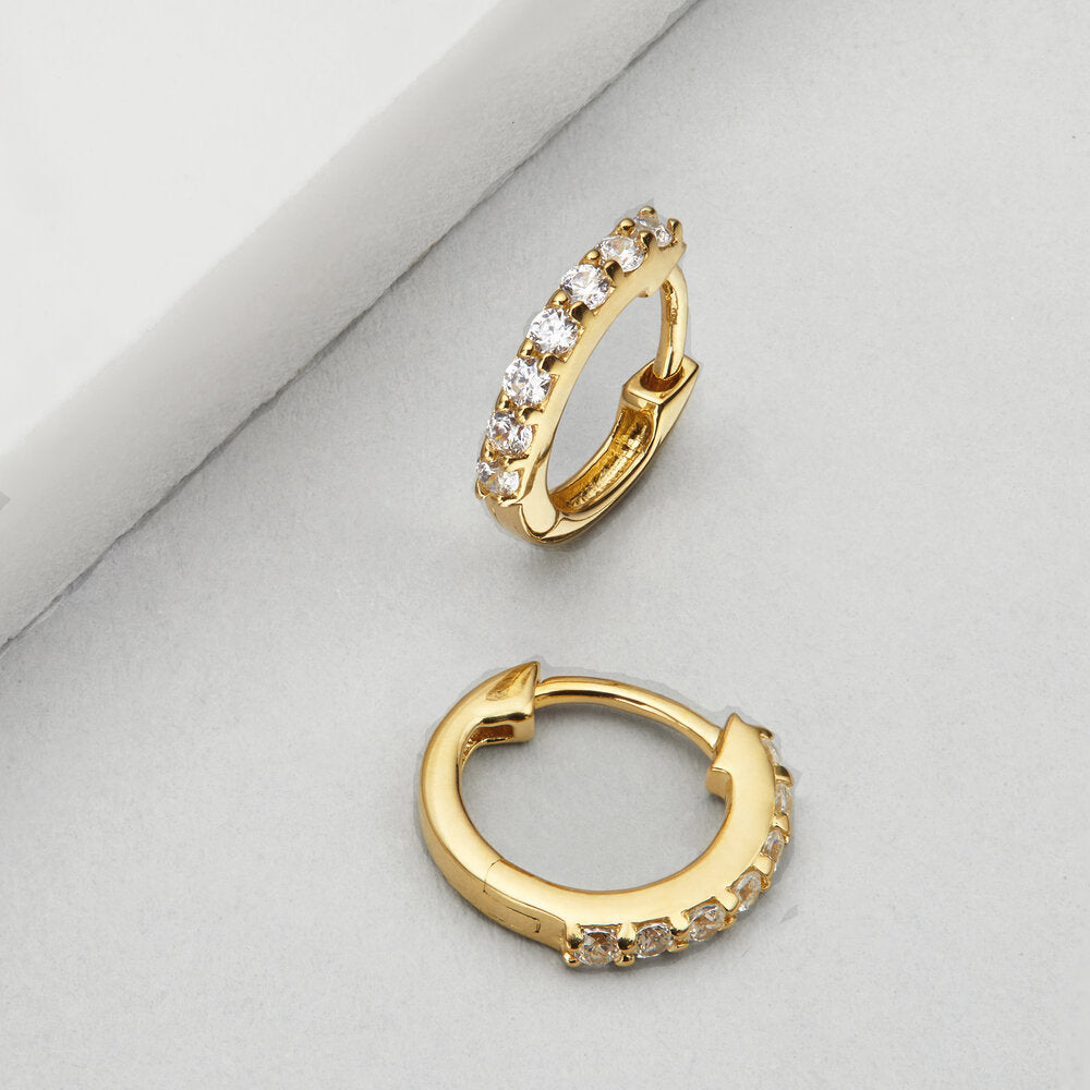Gold Huggie Pearl Drop Earrings