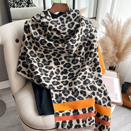 Savanna Leopard Print Scarf (Orange)