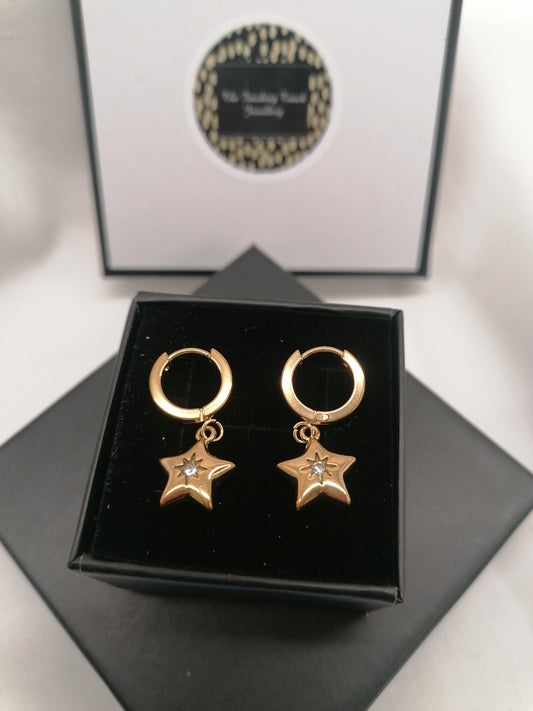 Starbeam Hoops – Star Charm Earrings