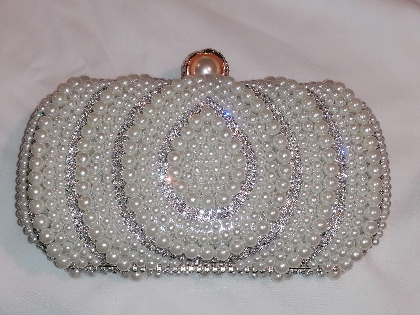 Belle Pearl Clutch Bag (Silver)