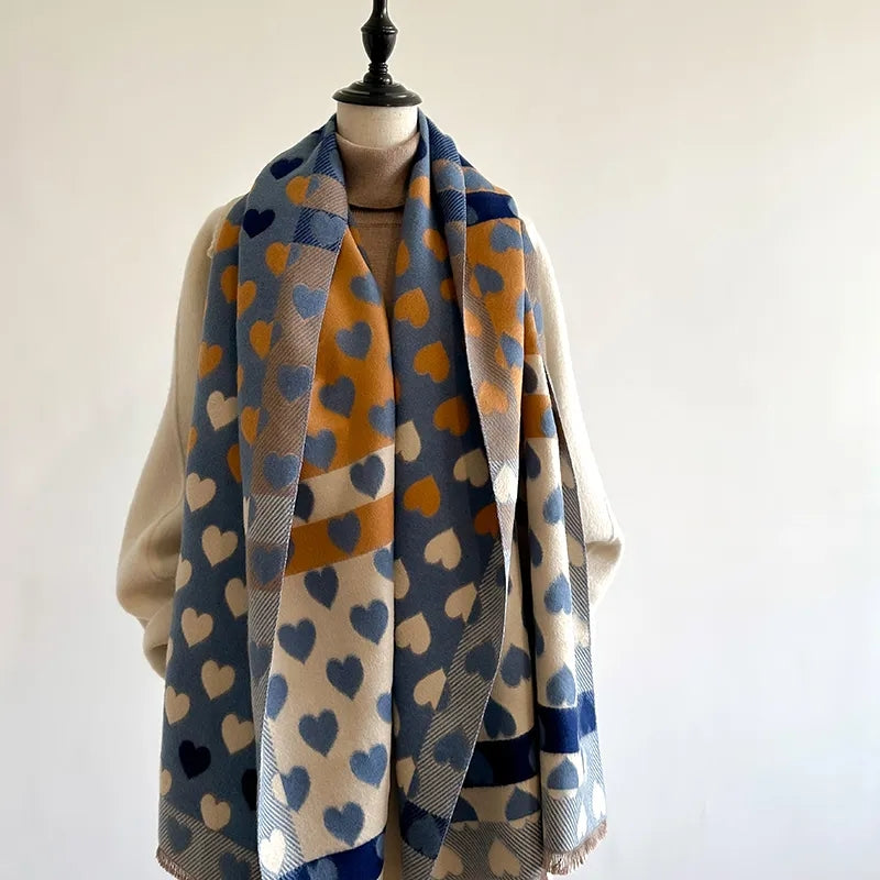 Love Heart Scarf Blue