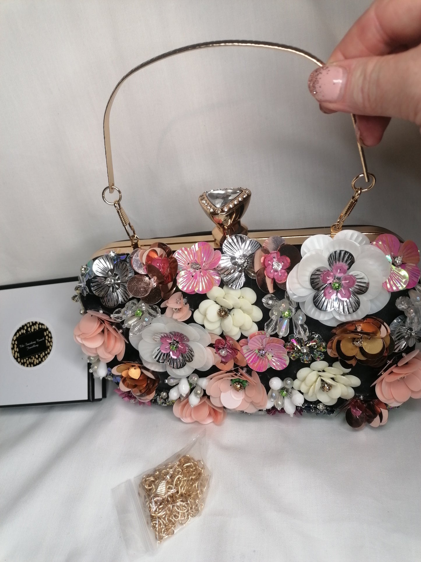 Flower Clutch Bag (Black)