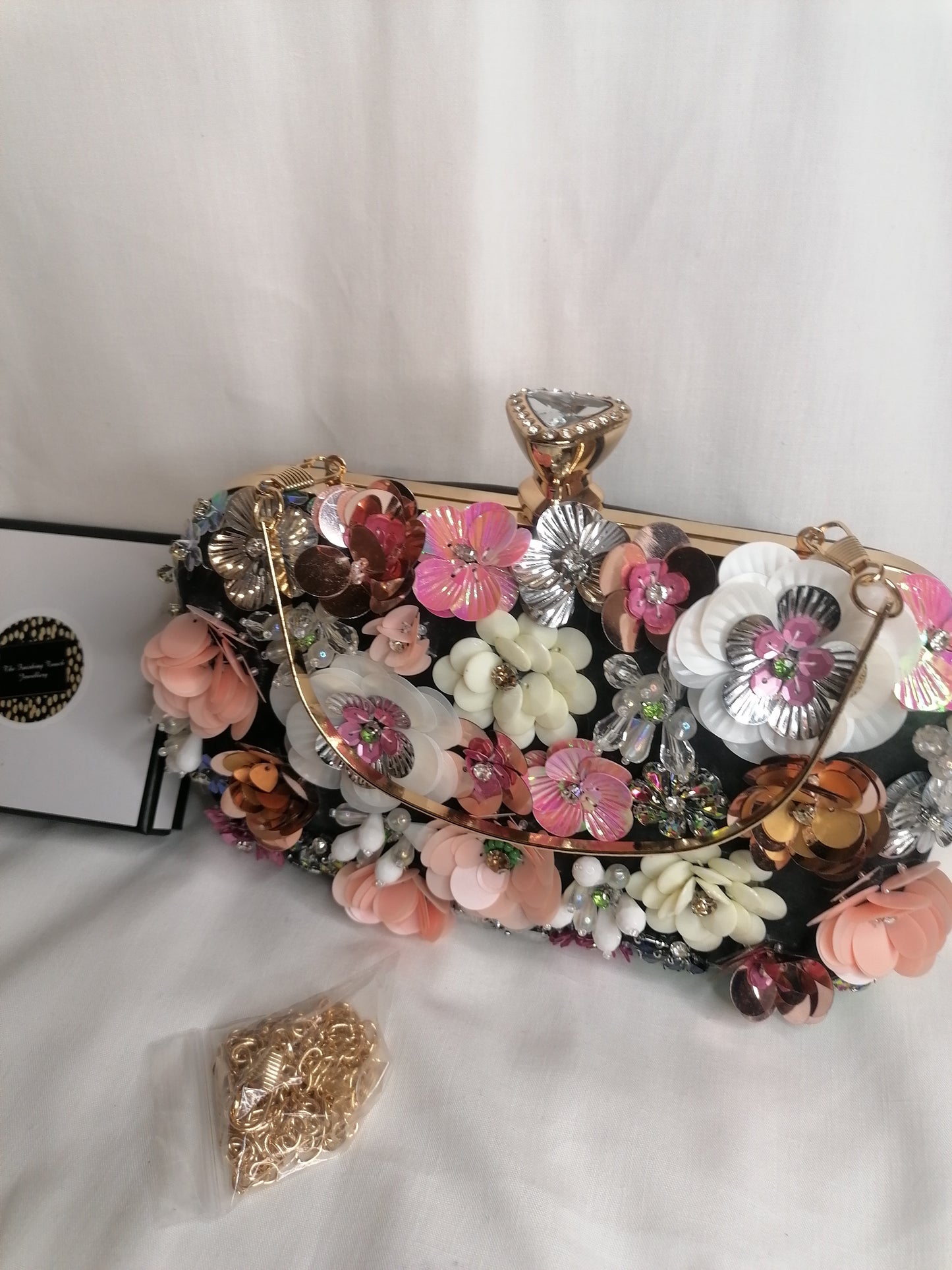 Flower Clutch Bag (Black)