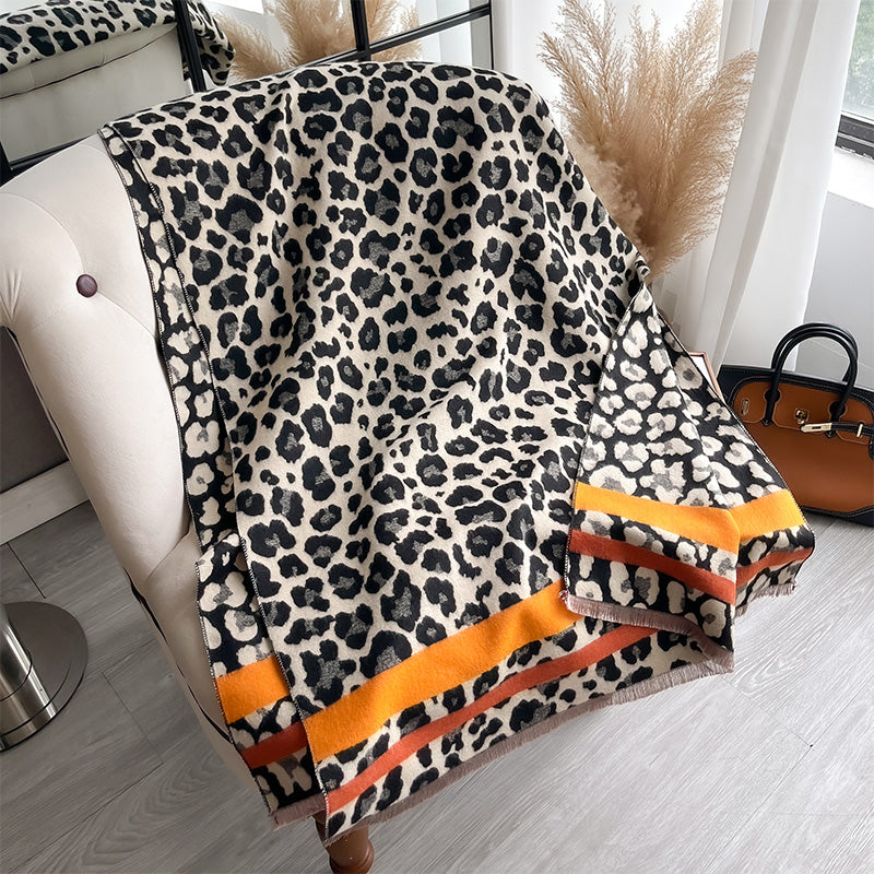 Savanna Leopard Print Scarf (Orange)