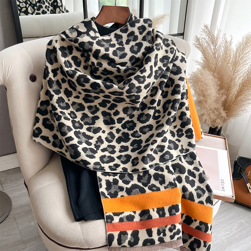 Savanna Leopard Print Scarf (Orange)