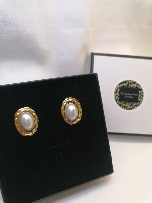 Ophelia Gold Twist Pearl Earrings