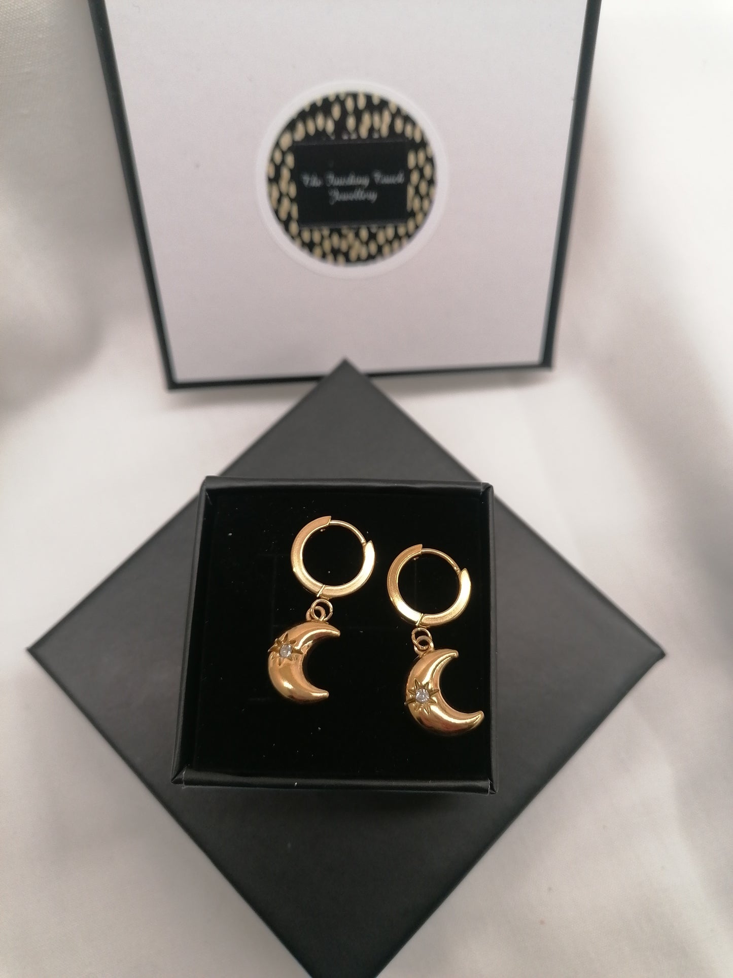 Lunar Glow Hoops – Crescent Moon Earrings