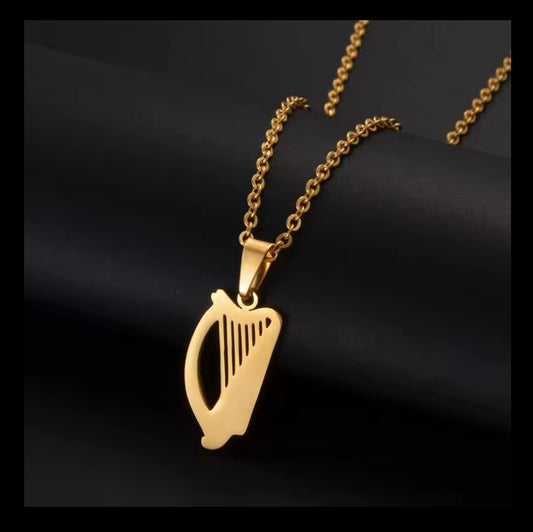 Éire Harp Necklace (Gold)