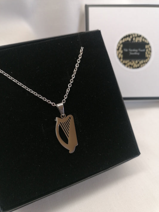 Éire Harp Necklace (Silver)