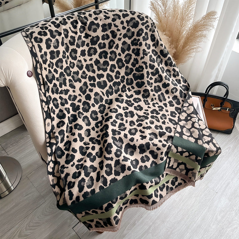 Savanna Leopard print Scarf (Green)