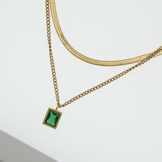 Leonie Layered Necklace (Green)