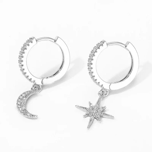 Moon & Star Crystal Earrings