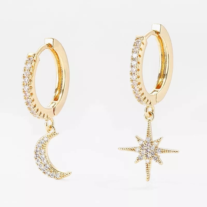 Moon & Star Crystal Earrings