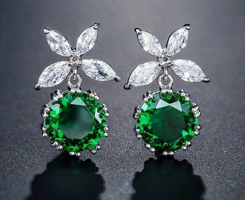 Clover Drop Emerald Earrings