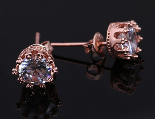 Mini Crown Earrings (Rose Gold)