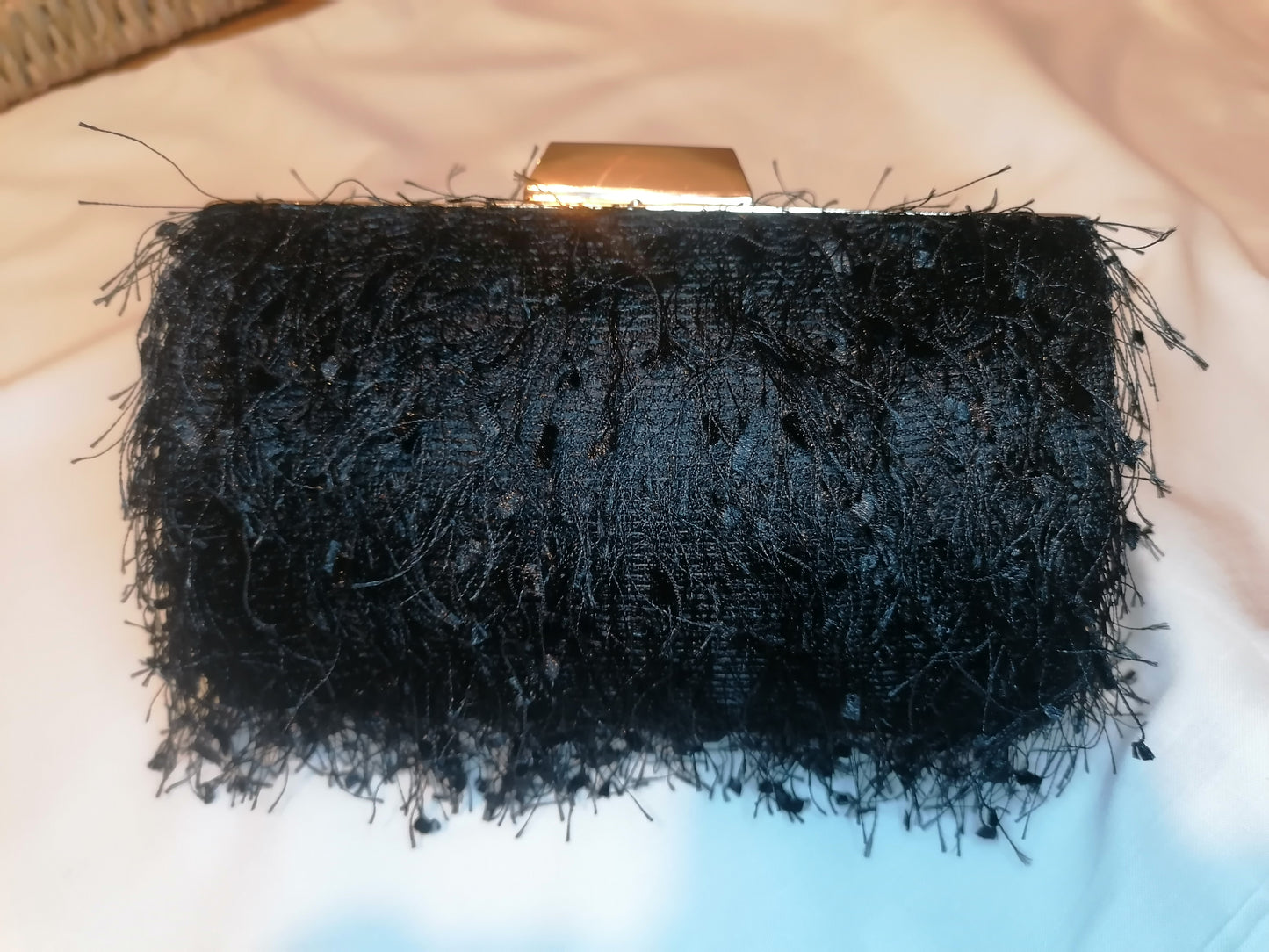 Faux Feather Clutch Bag