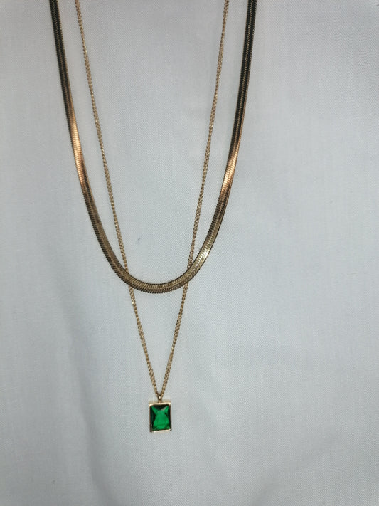 Leonie Layered Necklace (Green)