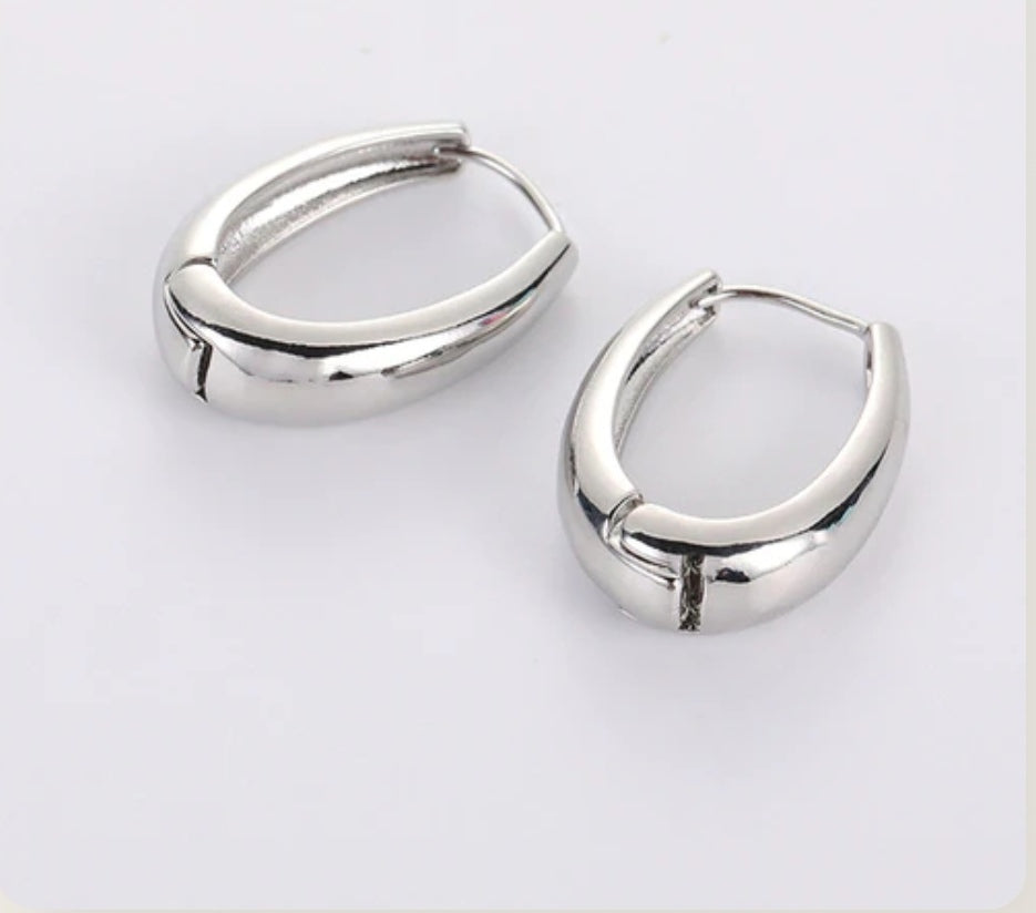 Dana Drop Hoop Earrings (Silver)